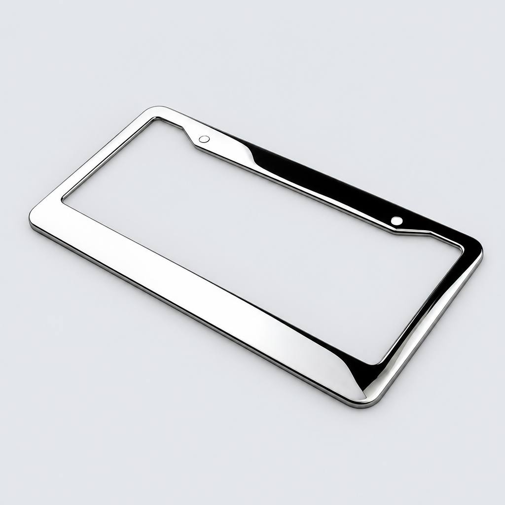 Stainless Steel License Plate Frame with Screw Caps